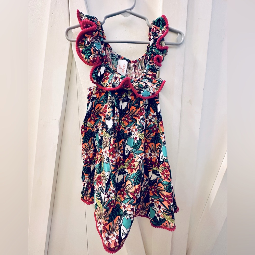 Tropical ruffle toddler dress